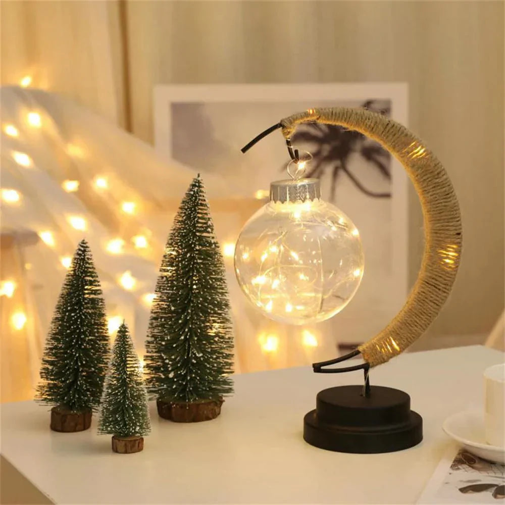 LunaGlow - Enchanting Crescent Moon Table Lamp with Twine Design