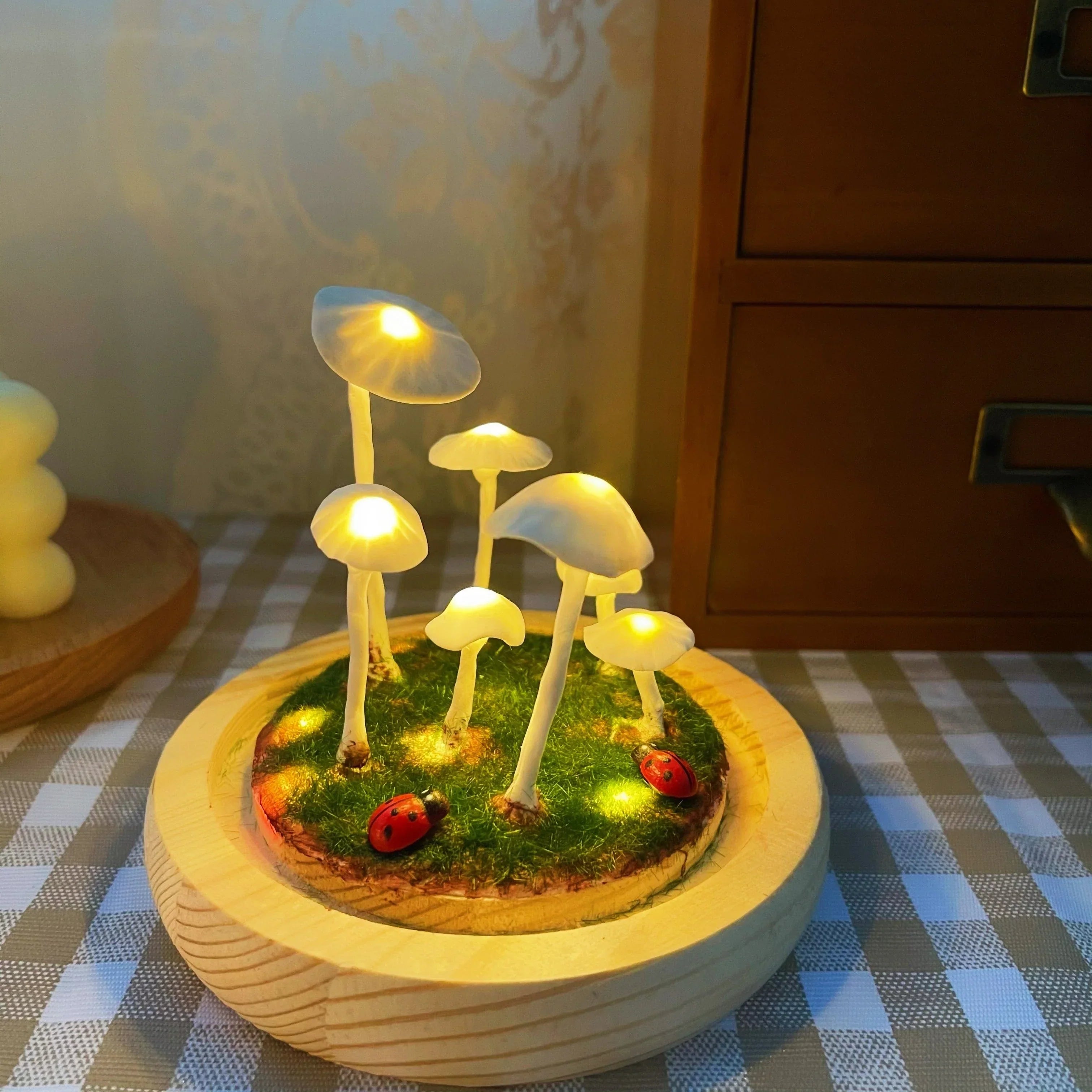 MagicalGlow - Mushroom Glass Cloche Night Light