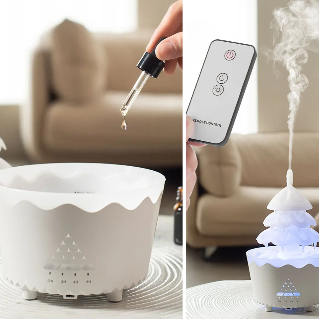 EverGlow - Festive Wooden Aromatherapy LED Lamp with Remote Control
