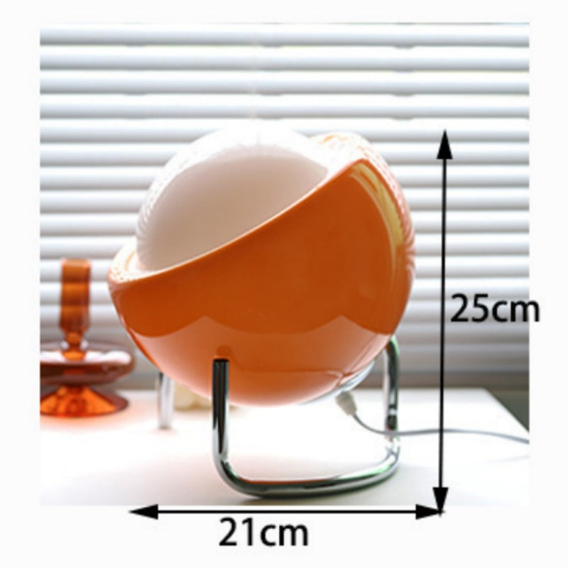 LumoOrb - Mid-Century Modern Table Lamp with Orange Sphere Shade