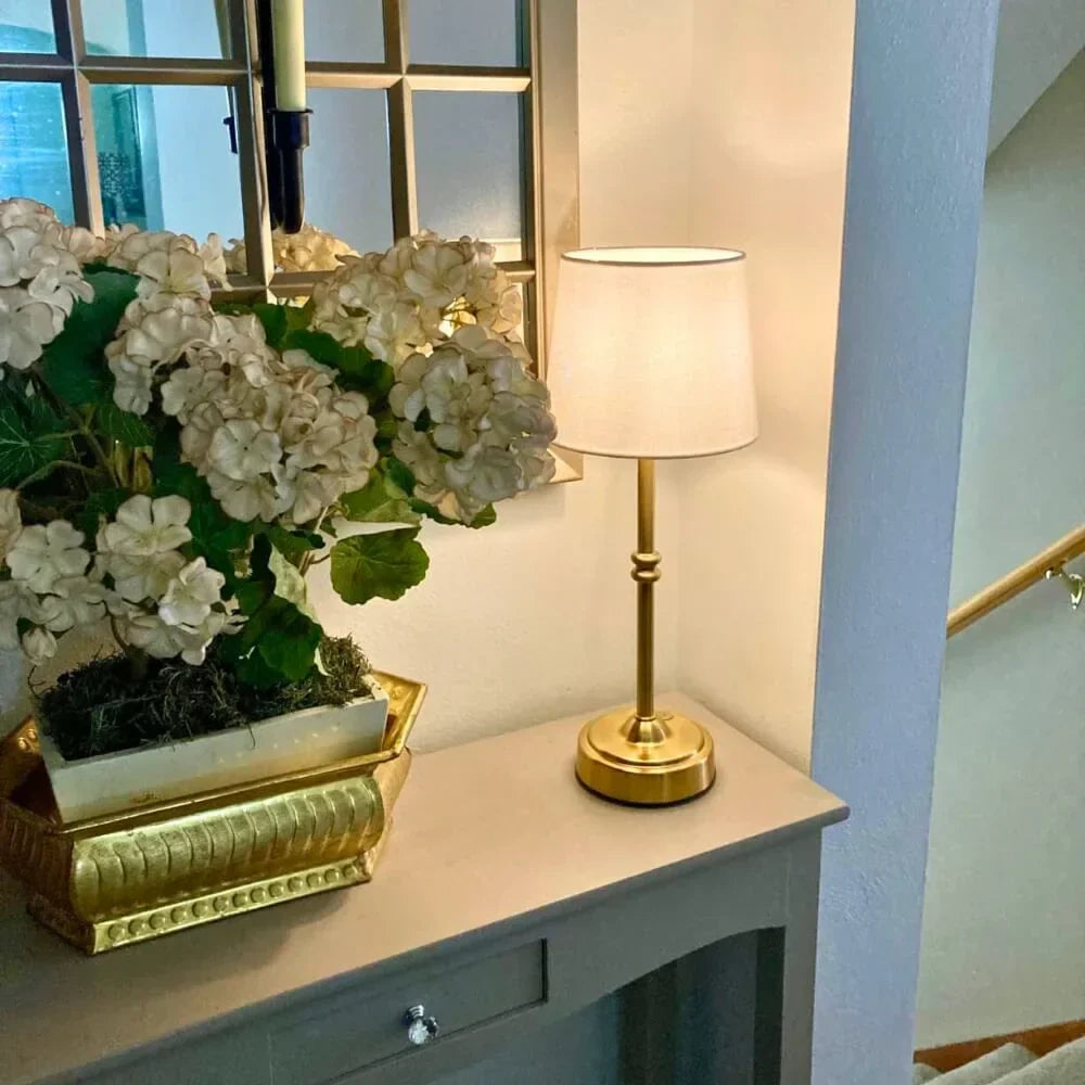 LumiGlow - Elegant Table Lamp with Off-White Linen Shade
