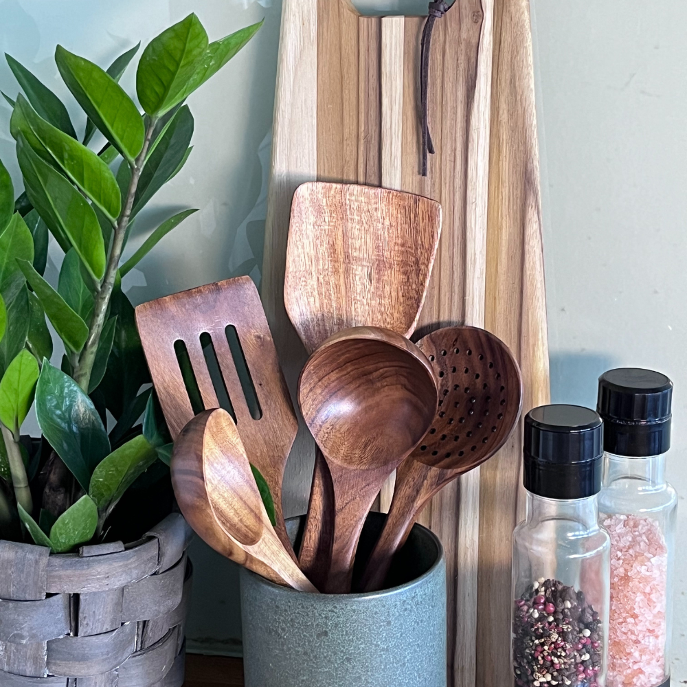 RusticElegance - Wooden Cooking Utensils Set