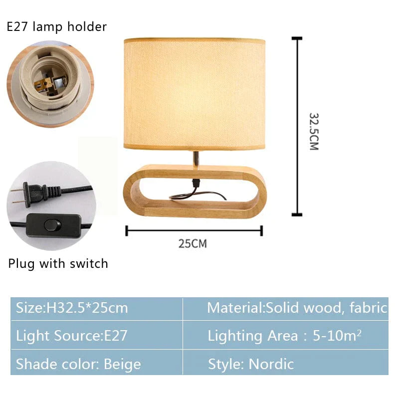 ZenGlow - Minimalist Oval Table Lamp with Wooden Cutout Base