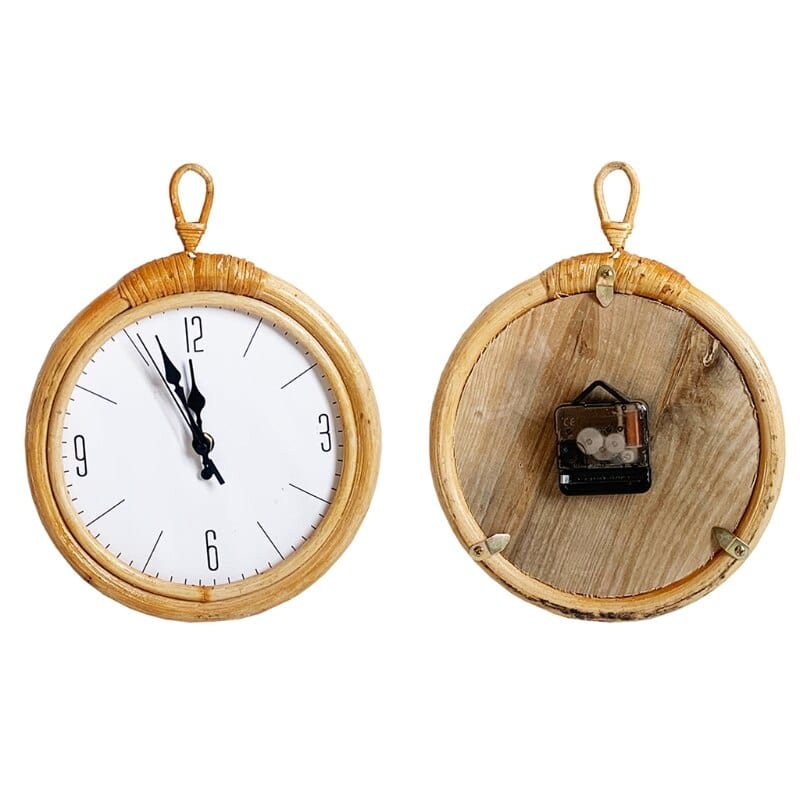 BohoBloom - Rattan Bohemian Circular and Floral Wall Clock