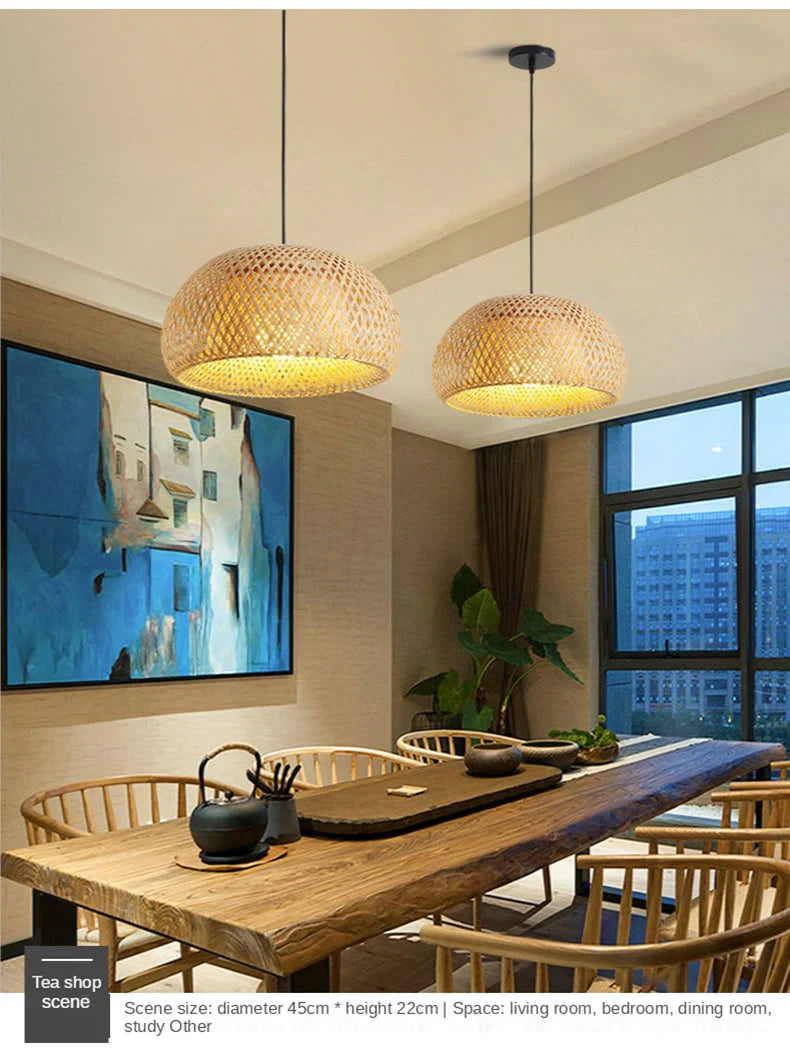 NaturalElegance -  Warm Woven Rattan Pendant Light