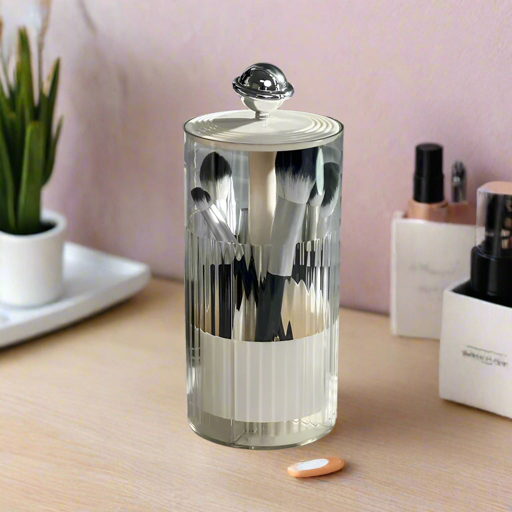 Auto Lift Makeup Brush Organizer | Stylish Vanity Cosmetic Storage