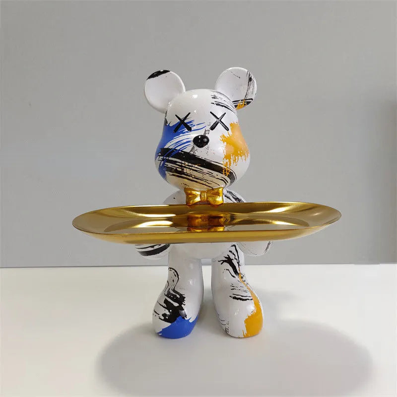 ButlerBear Decorative Bear Sculpture with Tray – Functional Home Accent