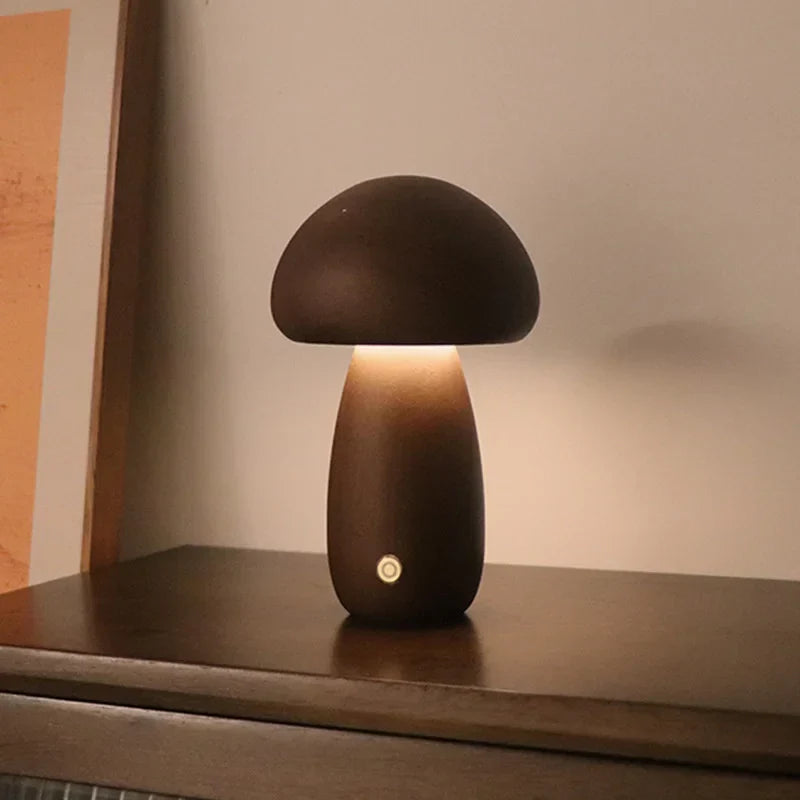 WoodlandGlow - Wooden Mushroom Night Light