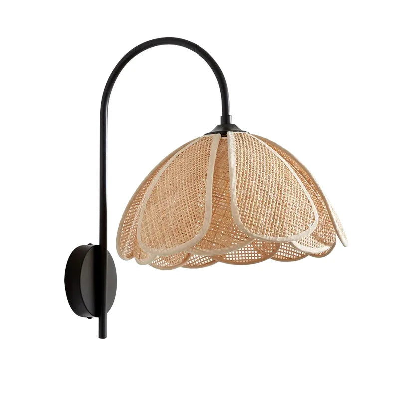 BloomGlow - Boho Rattan Woven Flower Wall Lamp