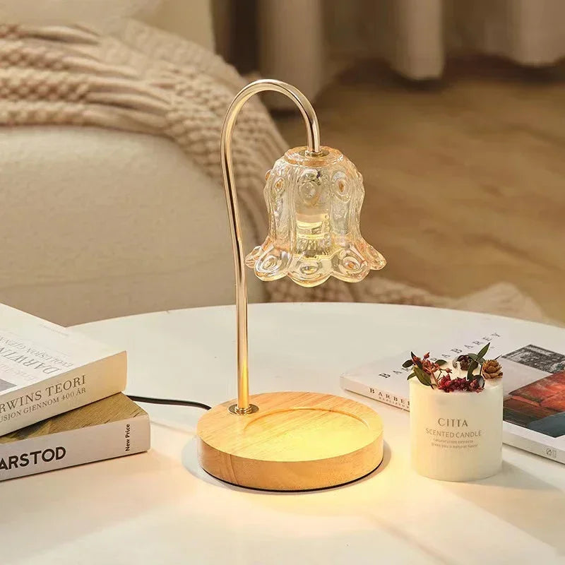 BloomGlow - Floral Glass Lampshade Table Lamp