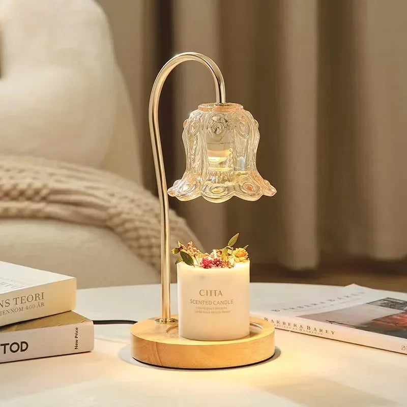 BloomGlow - Floral Glass Lampshade Table Lamp