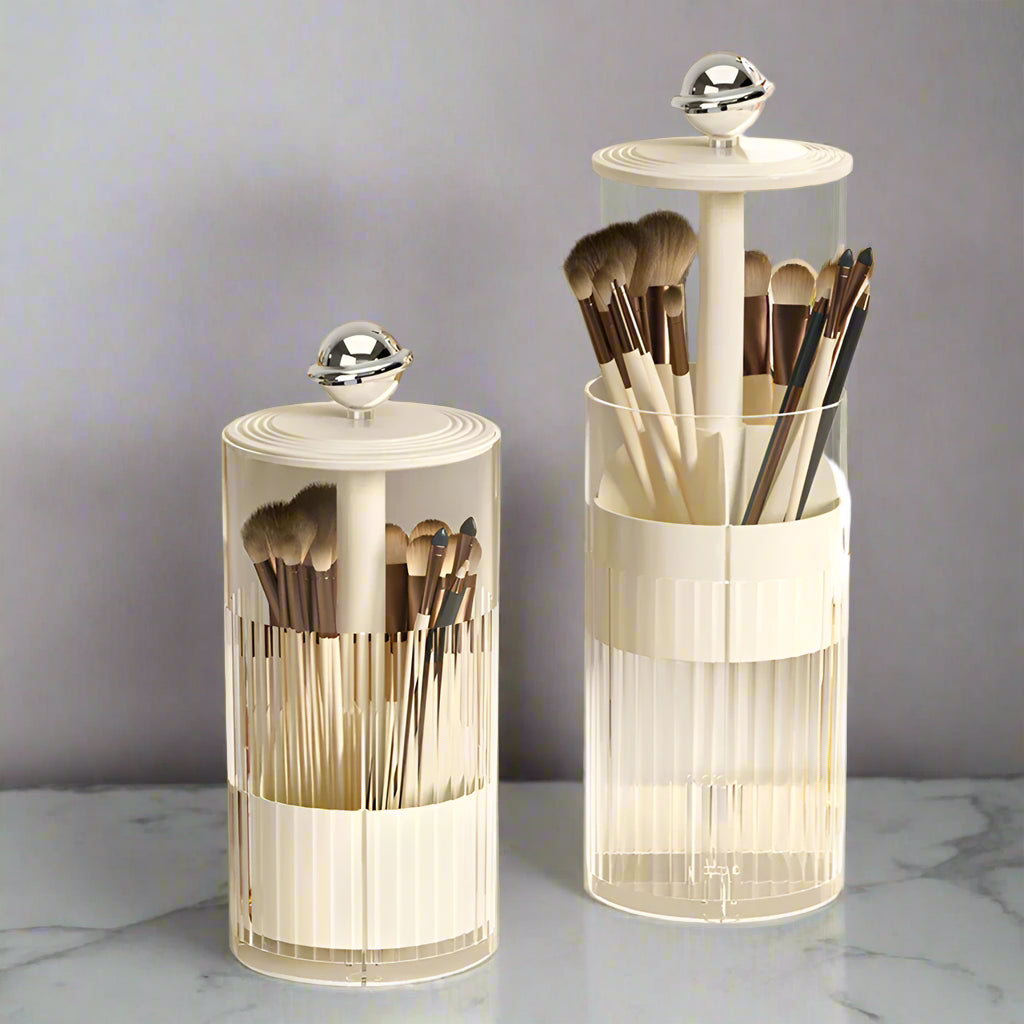 Auto Lift Makeup Brush Organizer | Stylish Vanity Cosmetic Storage