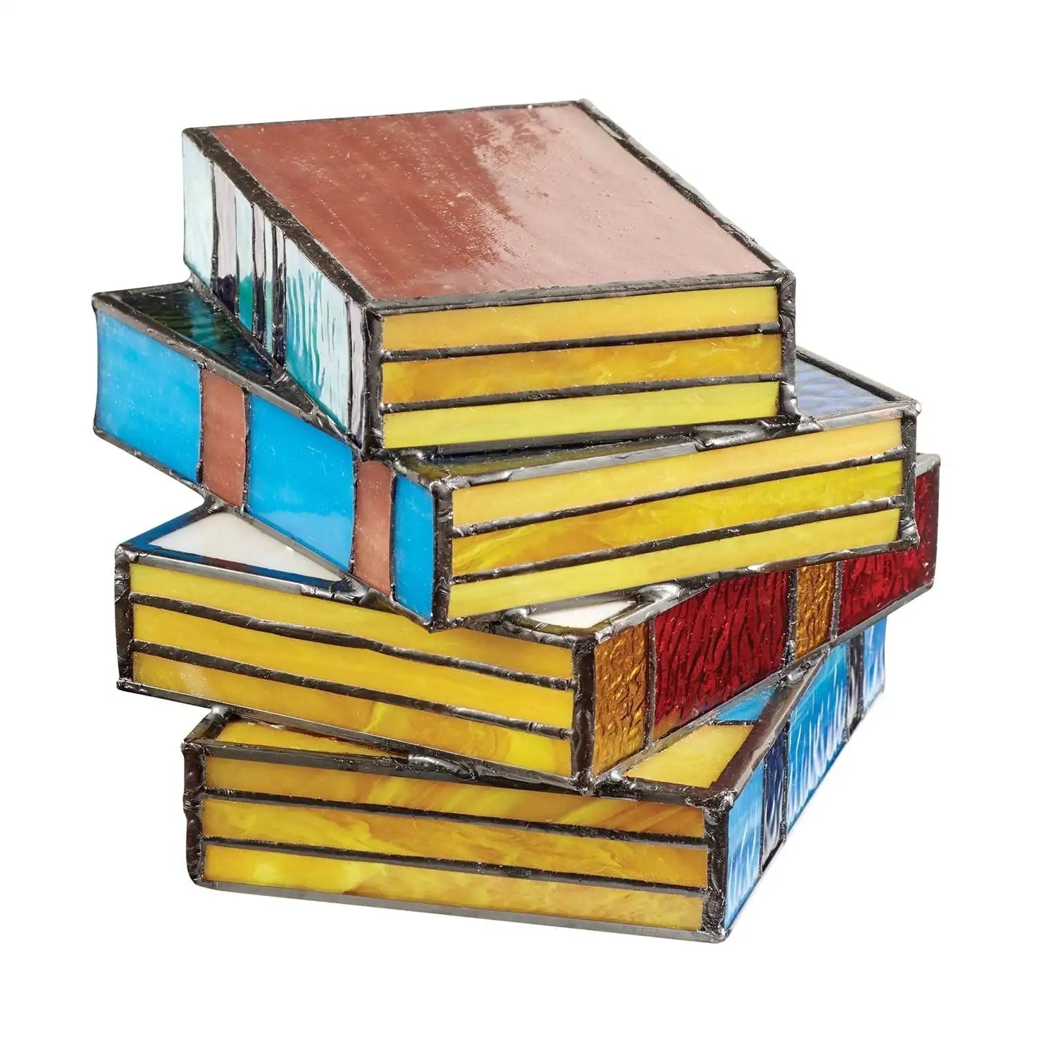 Biblioglow-  Artful  Stained-Glass Book Stack Lamp