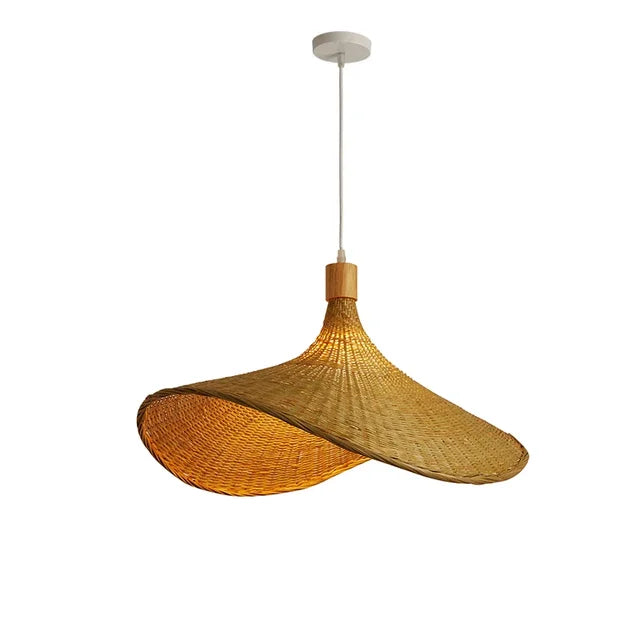 WickAura Rustic Boho Bamboo Pendant Lamp – Handwoven Natural Lighting Fixture
