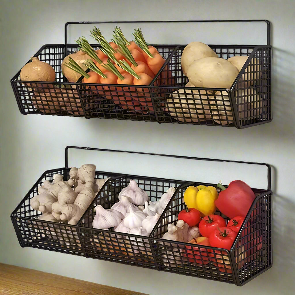 Wall-Mounted Kitchen Storage Basket – Space-Saving Hanging Organizer