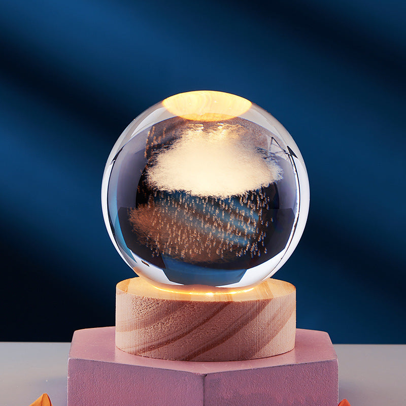 Luminous 3D Crystal Sphere Night Lamp – Enchanting LED Mood Light