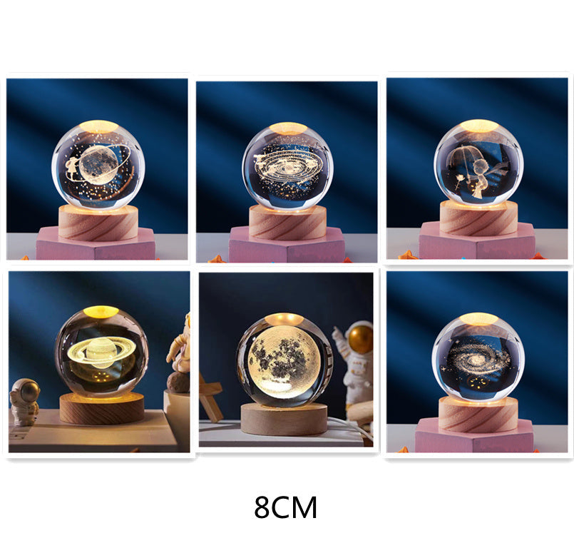 Luminous 3D Crystal Sphere Night Lamp – Enchanting LED Mood Light