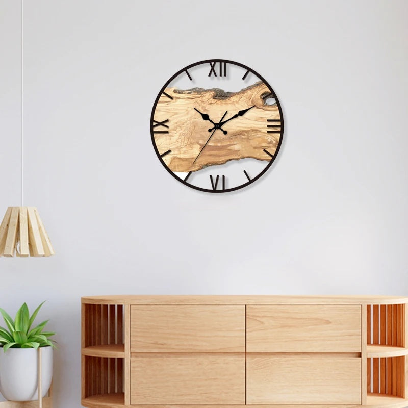 LumiVista Transparent Wood Inlay Wall Clock