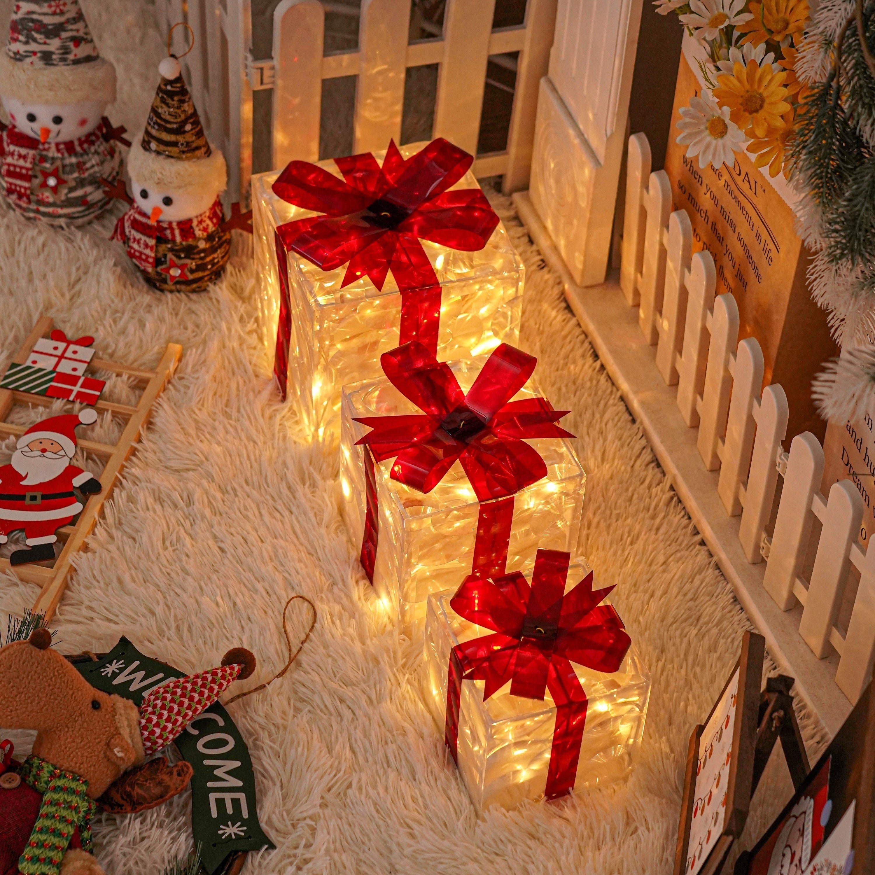 LumiGlow Christmas Lighted Gift Box Set