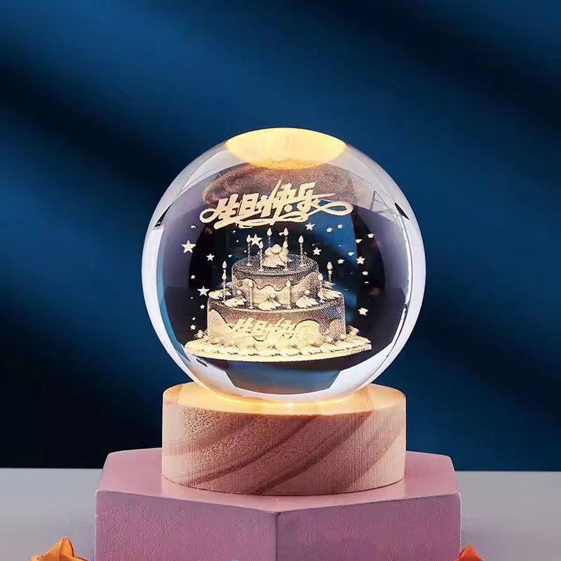 Luminous 3D Crystal Sphere Night Lamp – Enchanting LED Mood Light