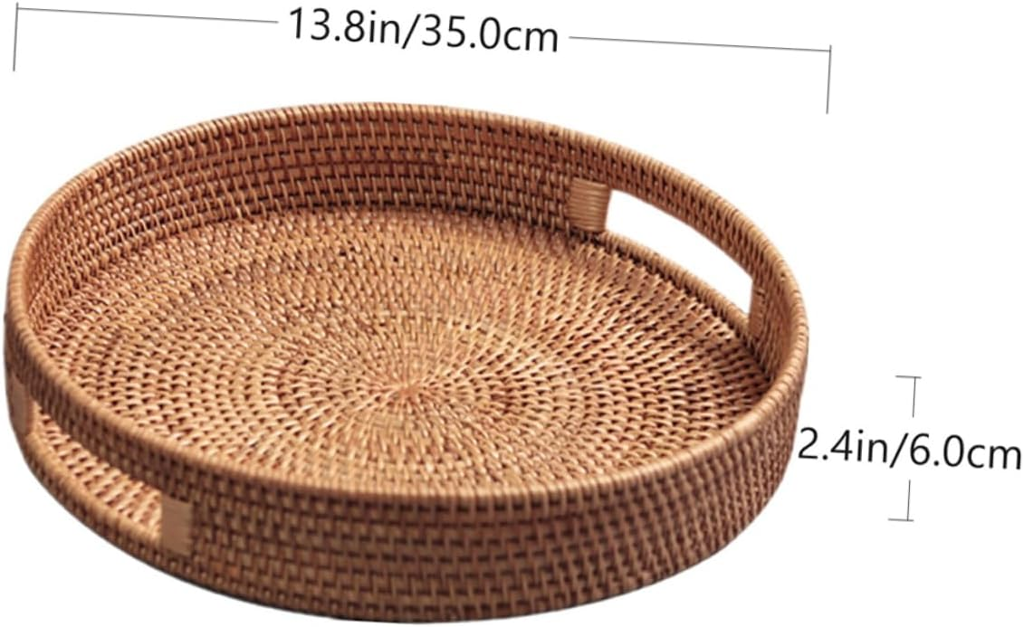 Handwoven Rattan Serving Tray | Natural Wicker Tray for Home & Kitchen