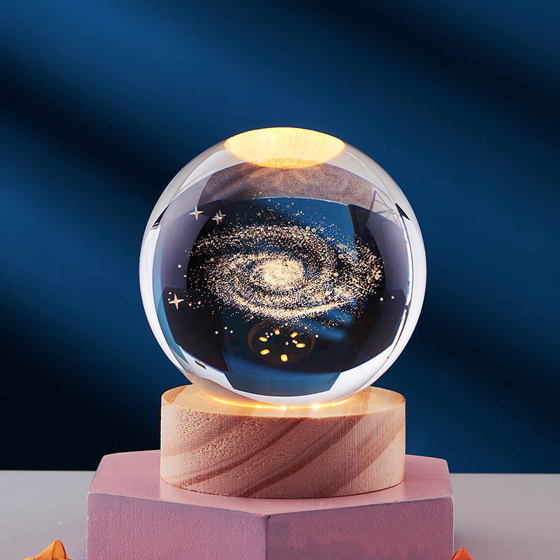 Luminous 3D Crystal Sphere Night Lamp – Enchanting LED Mood Light