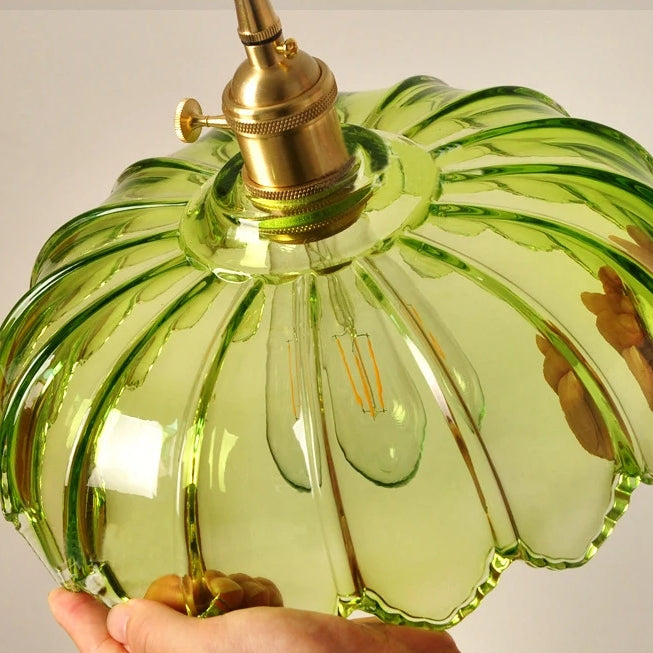 BlossomGlow – Elegant Scalloped Glass Ceiling Light