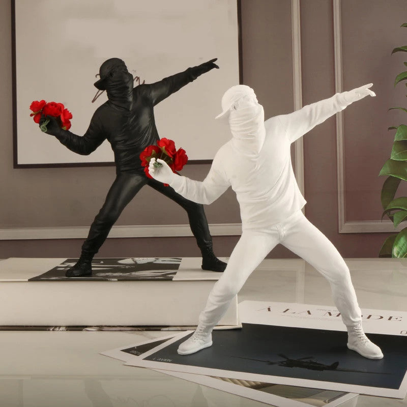 RebelBloom - Artistic Figurine of a Flower Thrower