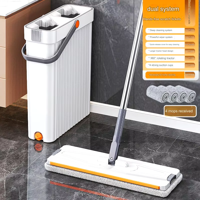SwiftMop - Self-Wringing Flat Mop and Bucket Set