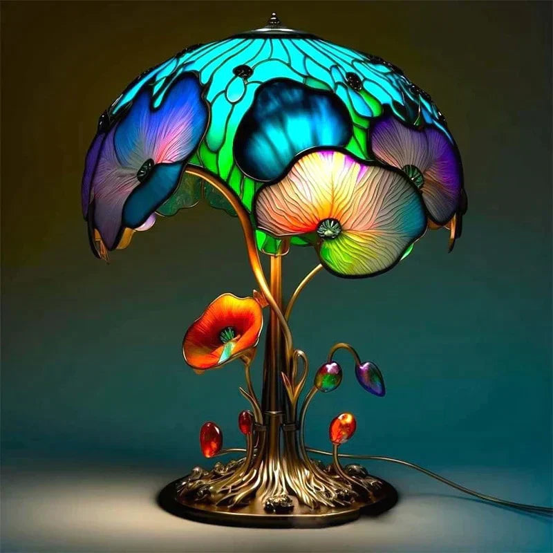EnchantedGlow - Whimsical Stained-Glass Mushroom Lamp