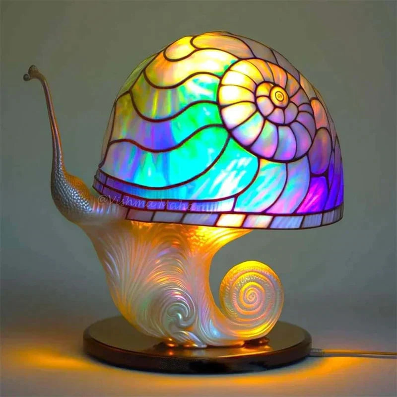 EnchantedGlow - Whimsical Stained-Glass Mushroom Lamp