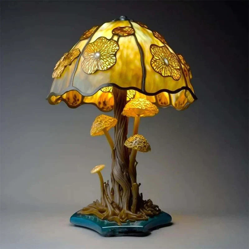 EnchantedGlow - Whimsical Stained-Glass Mushroom Lamp