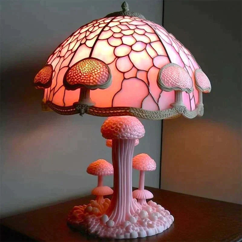 EnchantedGlow - Whimsical Stained-Glass Mushroom Lamp