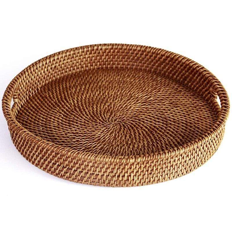 Handwoven Rattan Serving Tray | Natural Wicker Tray for Home & Kitchen
