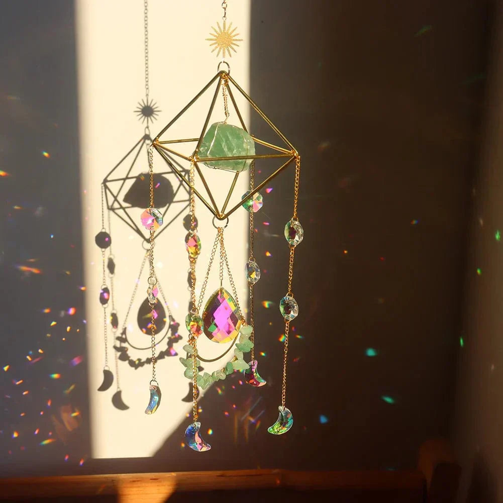Celestara - 3D Crystal Suncatcher with Moon Charms and Gem Core
